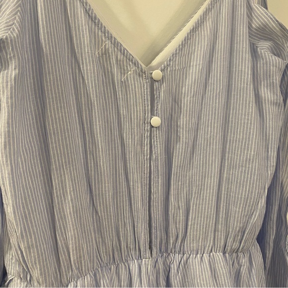 LF Seek The Label Blue & White Open-Shoulder Striped Romper - Picture 8 of 11